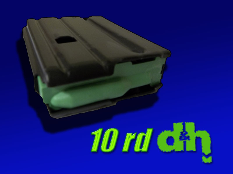 D&H AR15 10rd Mag w/Green Follower (BLACK TEFLON)